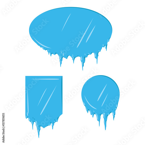 Collection of frozen icicle snow winter vector banner.