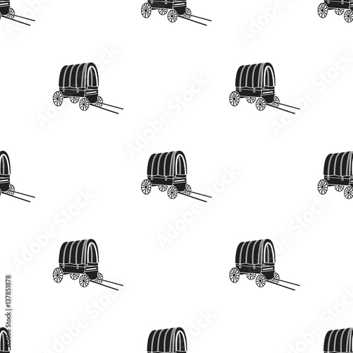 Cowboy wagon icon in black style isolated on white background. Wlid west pattern stock vector illustration.