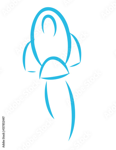 Blaue Rakete fliegt nach Oben