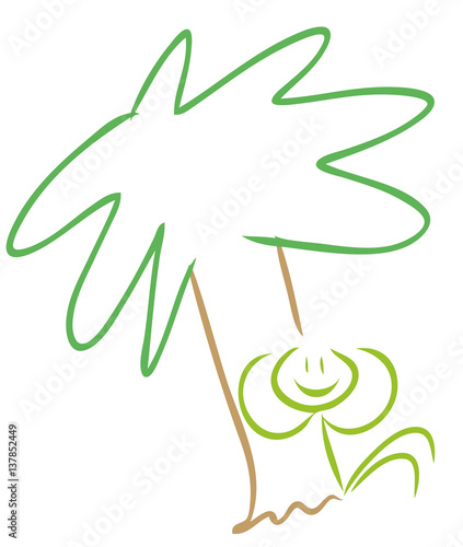 Strichmann Relaxt unter einem Baum