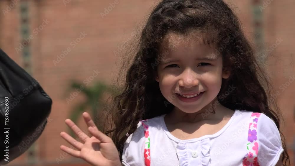 Cute Female Child Waving Hello Cute Female Child Waving Hello