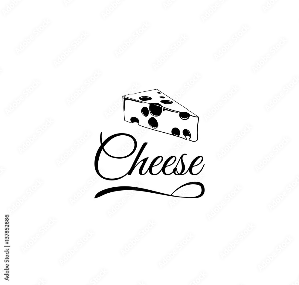 cheese doodle label. vector illustration. isolated on white Stock