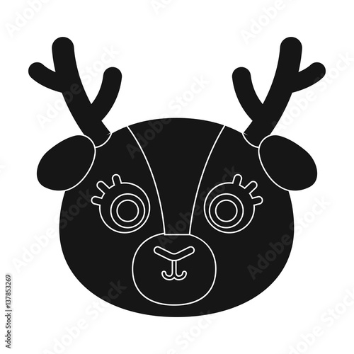 Deer muzzle icon in black style isolated on white background. Animal muzzle symbol stock vector illustration.