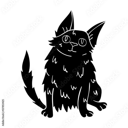 Turkish Angora icon in black style isolated on white background. Cat breeds symbol stock vector illustration.