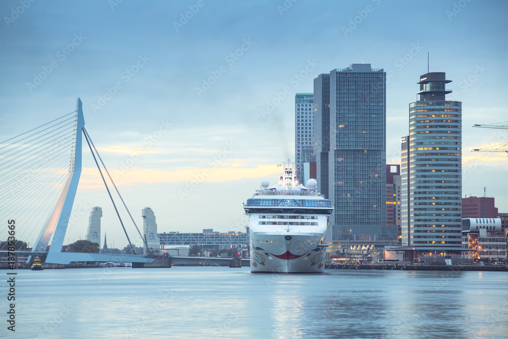 Norwegian Star liner near Erasmus bridge