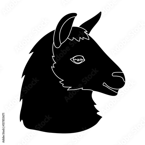 Lama icon in black style isolated on white background. Realistic animals symbol stock vector illustration.