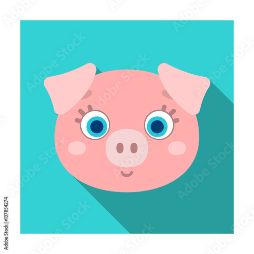 Pig muzzle icon in flat style isolated on white background. Animal muzzle symbol stock vector illustration.