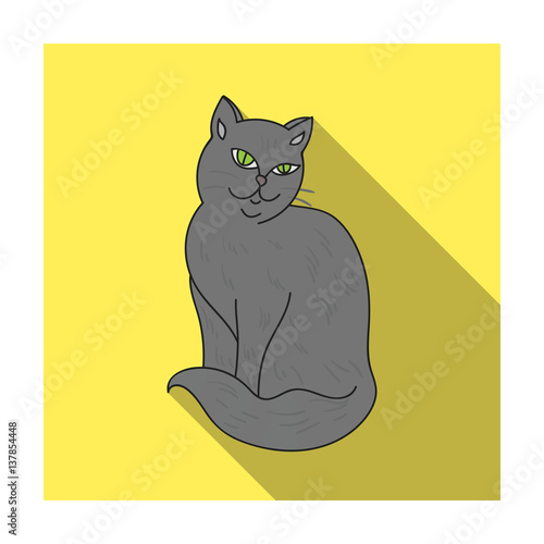 Nebelung icon in flat style isolated on white background. Cat breeds symbol stock vector illustration.