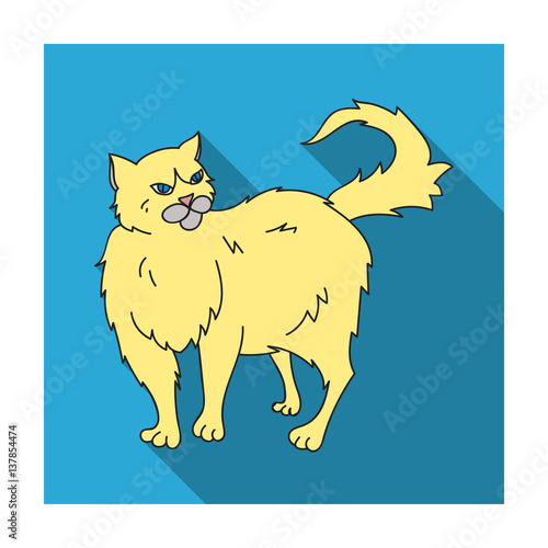 Persian icon in flat style isolated on white background. Cat breeds symbol stock vector illustration.