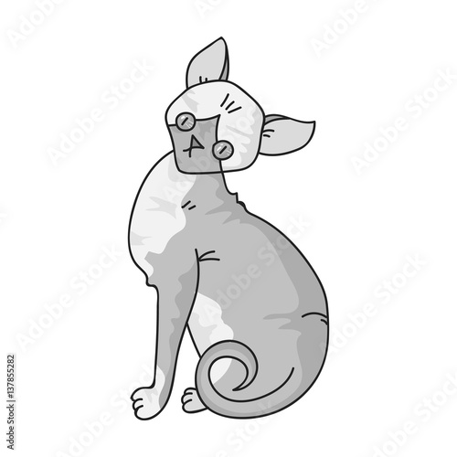 Sphynx icon in monochrome style isolated on white background. Cat breeds symbol stock vector illustration.