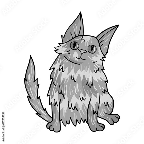 Turkish Angora icon in monochrome style isolated on white background. Cat breeds symbol stock vector illustration.