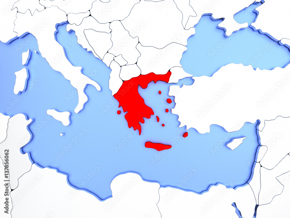 Greece in red on map