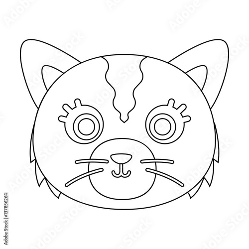 Cat muzzle icon in outline style isolated on white background. Animal muzzle symbol stock vector illustration.