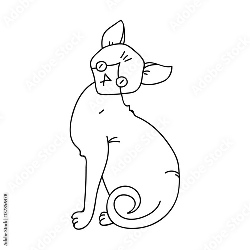 Sphynx icon in outline style isolated on white background. Cat breeds symbol stock vector illustration.