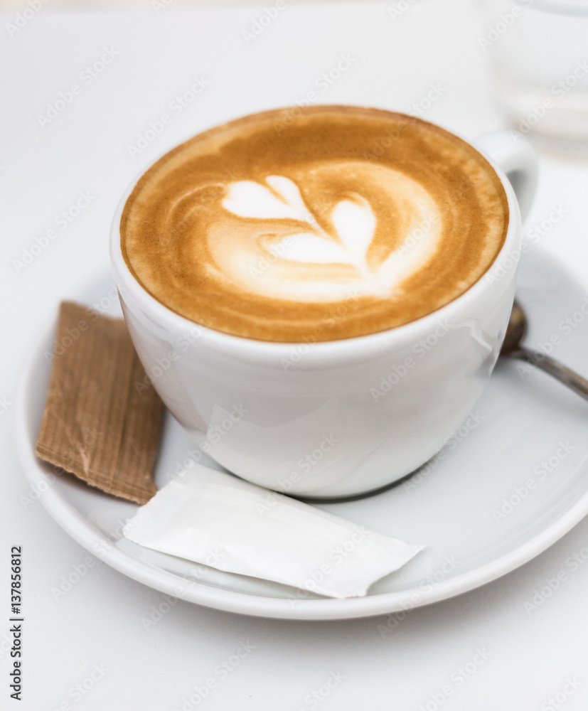 Coffee and brown sugar with late art Coffee and brown sugar with late art