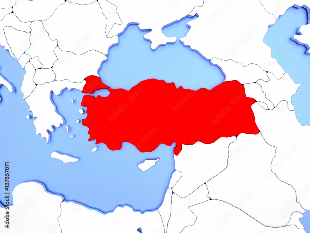 Turkey in red on map