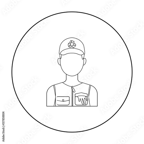 Waste collector icon in outline style isolated on white background. Trash and garbage symbol stock vector illustration.