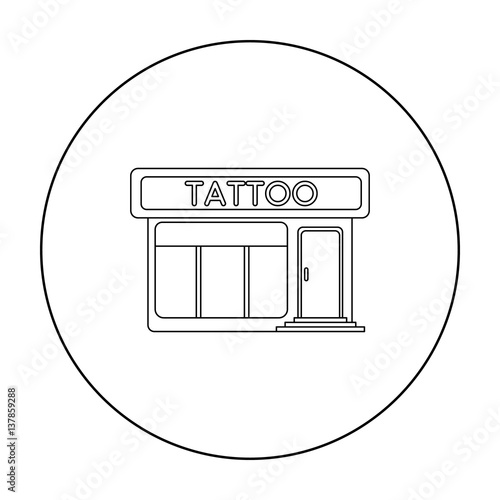 Tattoo salon building parlor icon outline. Single tattoo icon from the big studio outline.