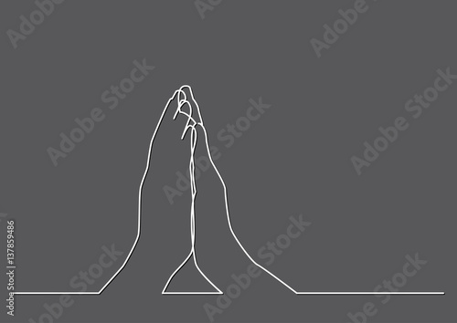continuous line drawing of hand gesture in prayer