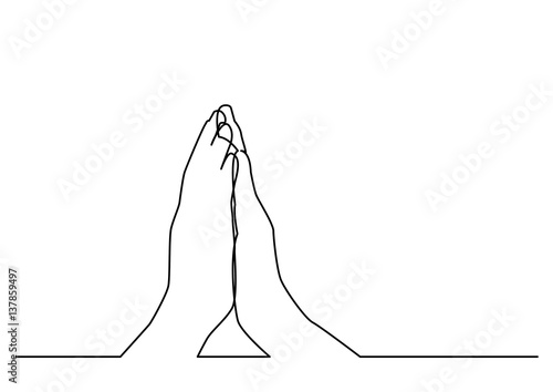 continuous line drawing of hand gesture in prayer