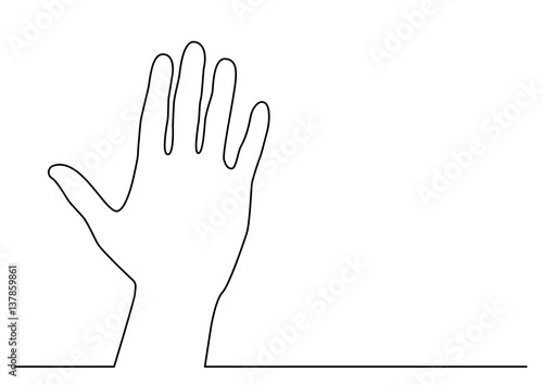continuous line drawing of hand waving gesture