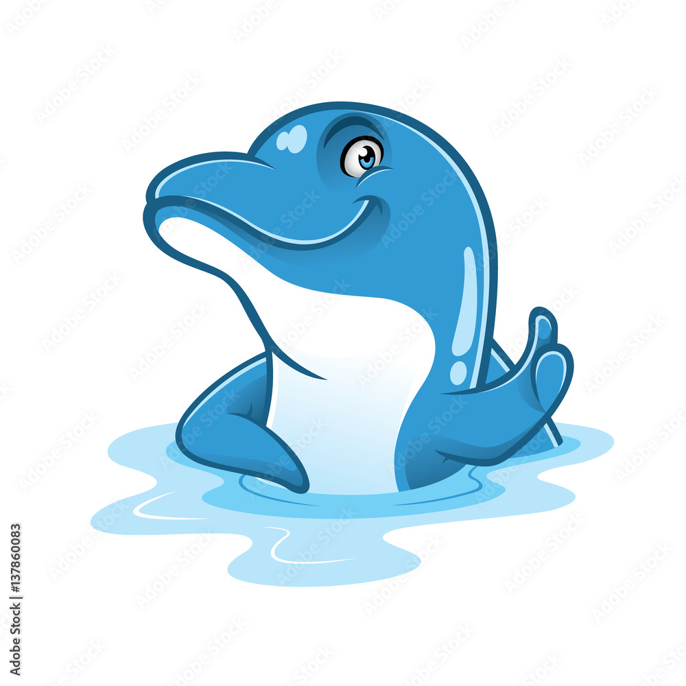 Fototapeta premium Kreskówka delfinów kciuk w górę