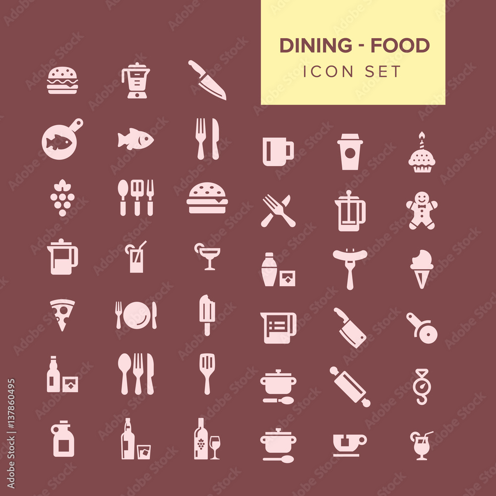 Dining and food Icon set Dining and food Icon set