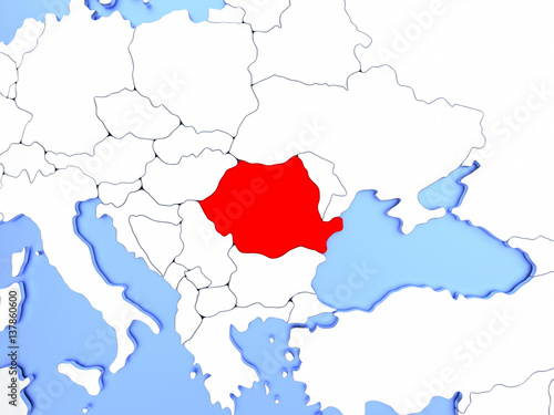 Romania in red on map