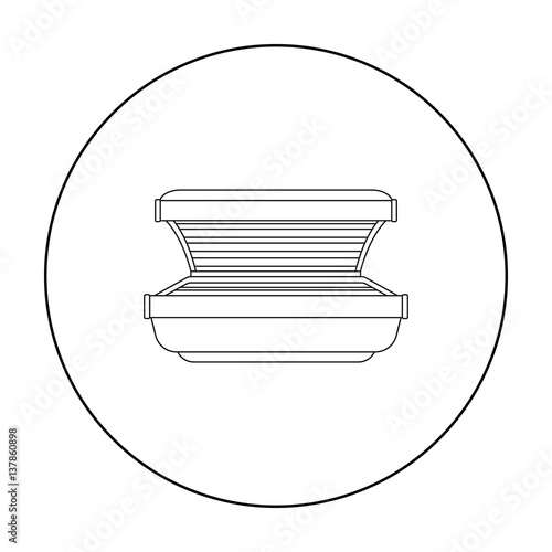 Tanning bed icon in outline style isolated on white background. Skin care symbol stock vector illustration.