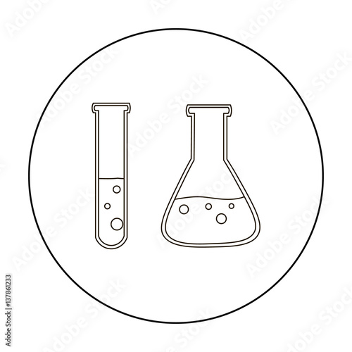 Test tube and retort icon outline. Single education icon from the big school, university outline.
