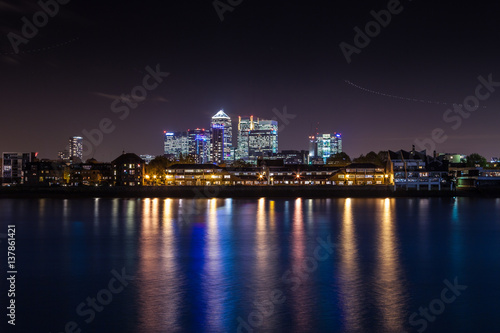 Panoramic photo of Canary Wharf view from Greenwich