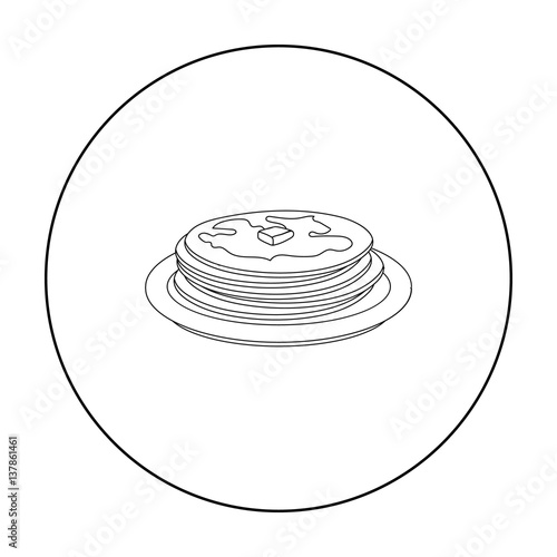 Russian pancakes icon in outline style isolated on white background. Russian country symbol stock vector illustration.