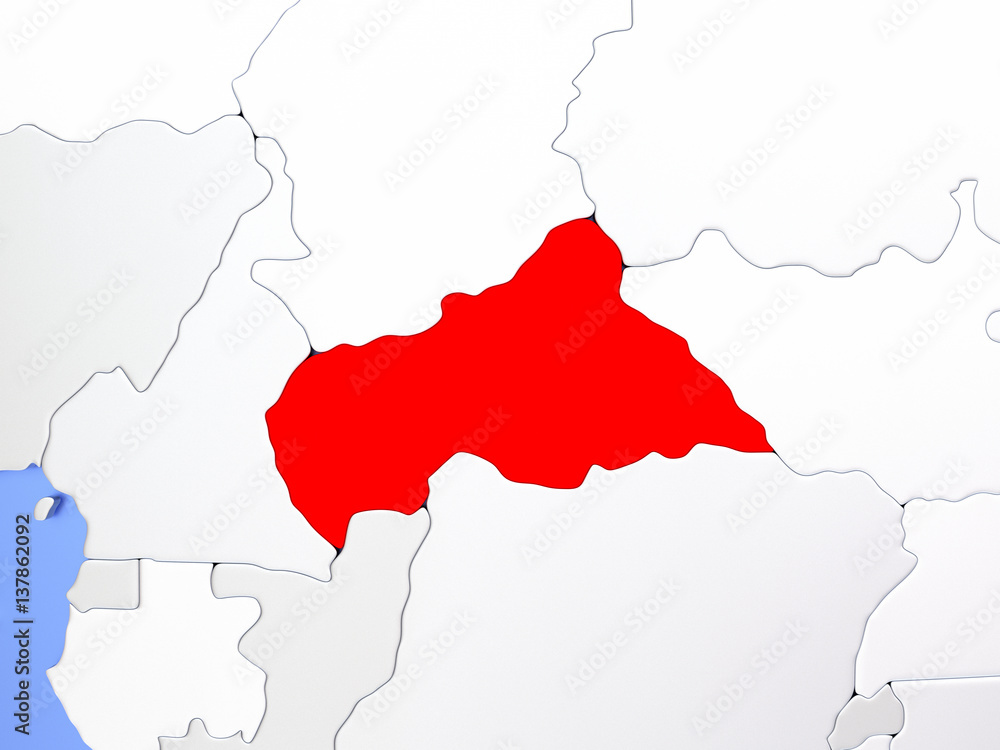 Fototapeta premium Central Africa in red on map