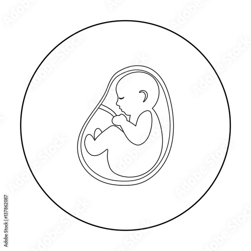 Fetus icon in outline style isolated on white background. Pregnancy symbol stock vector illustration.