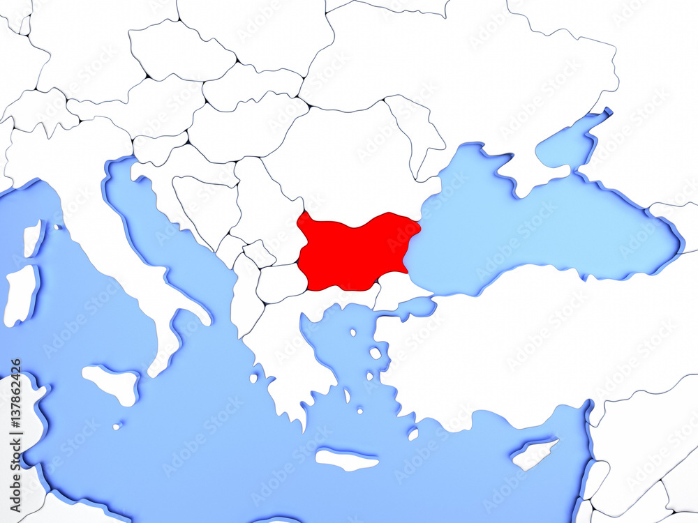 Bulgaria in red on map