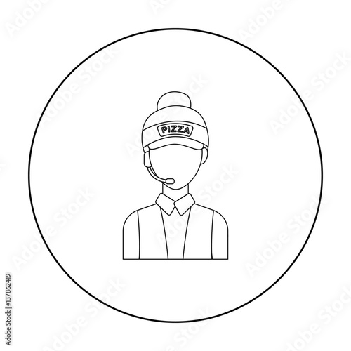 Saleswoman icon in outline style isolated on white background. Pizza and pizzeria symbol stock vector illustration.