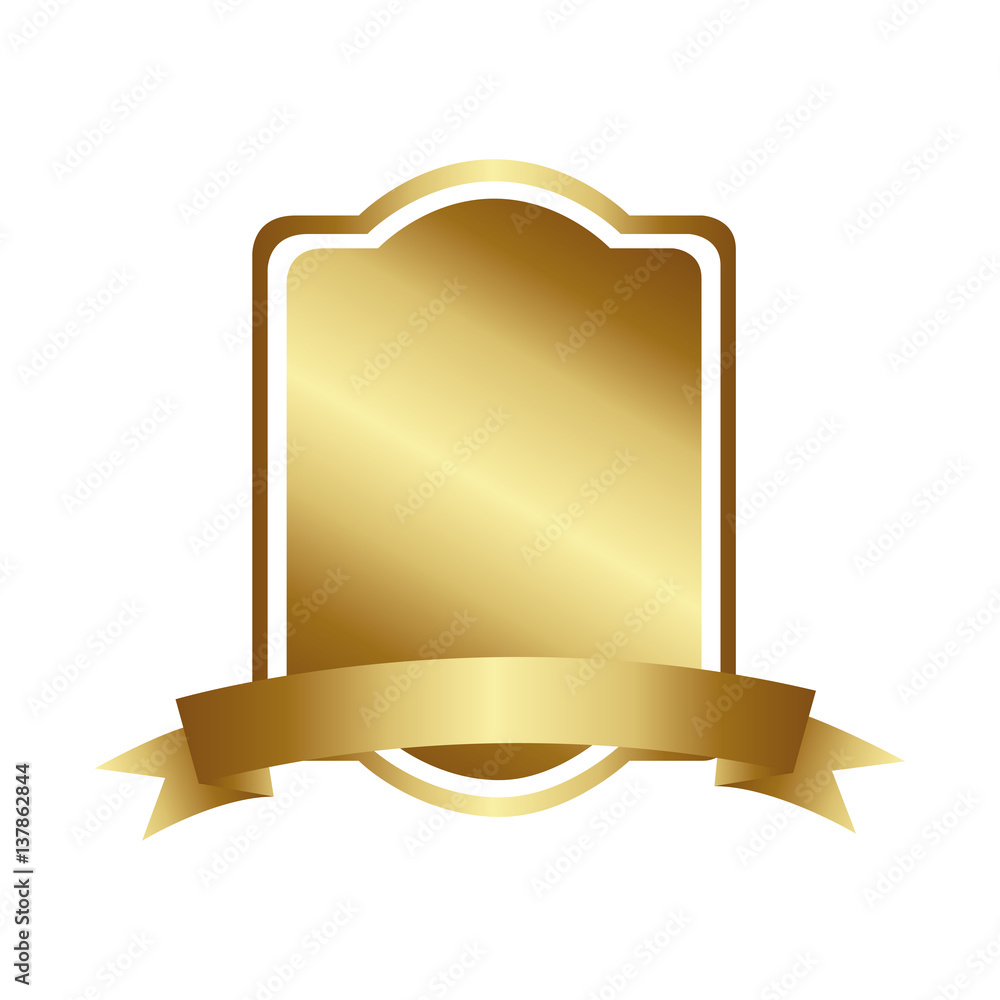 golden decorative heraldic rounded rectangle frame design with ribbon vector illustration golden decorative heraldic rounded rectangle frame design with ribbon vector illustration