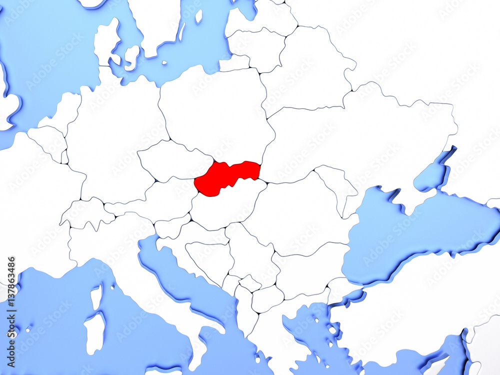 Slovakia in red on map