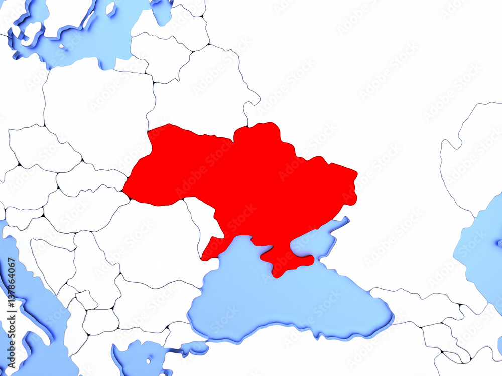 Obraz premium Ukraine in red on map