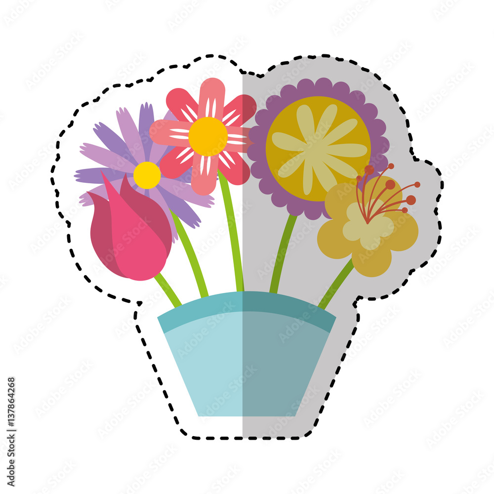 Obraz cute bouquet of flowers nature icon vector illustration design