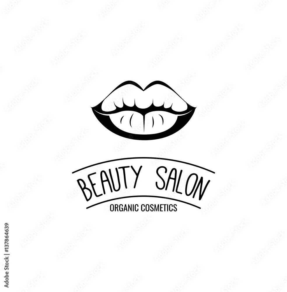 Sample badge for a beauty salon, beauty and cosmetics product, lipstick label, cosmetology procedures, makeup stylist. Vector Sample badge for a beauty salon, beauty and cosmetics product, lipstick label, cosmetology procedures, makeup stylist. Vector