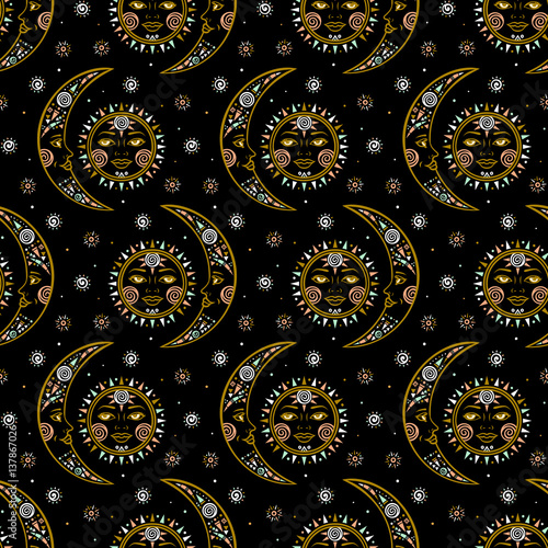 Vector bohemian celestial pattern