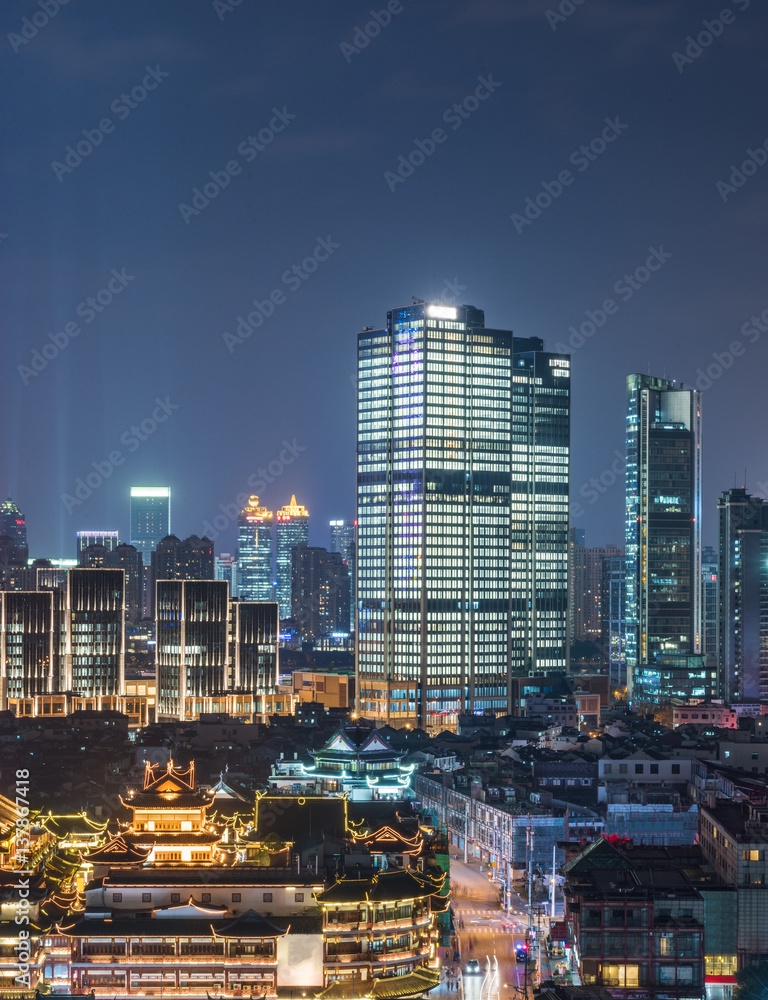 Shanghai business district at night,building group of China. Shanghai business district at night,building group of China.