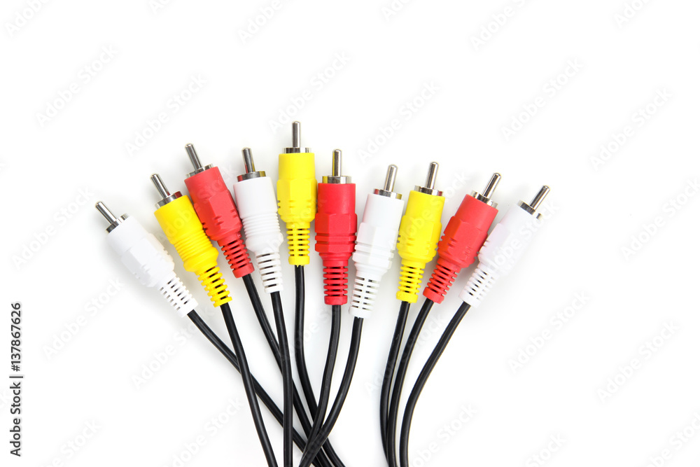 Component cables on white background Component cables on white background