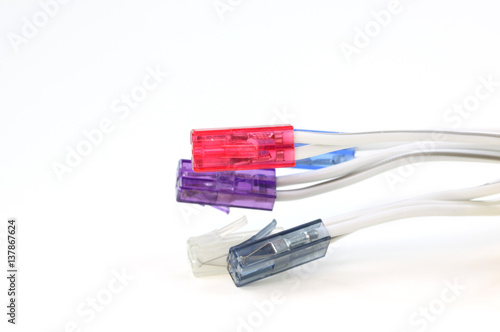 Network cables on white background