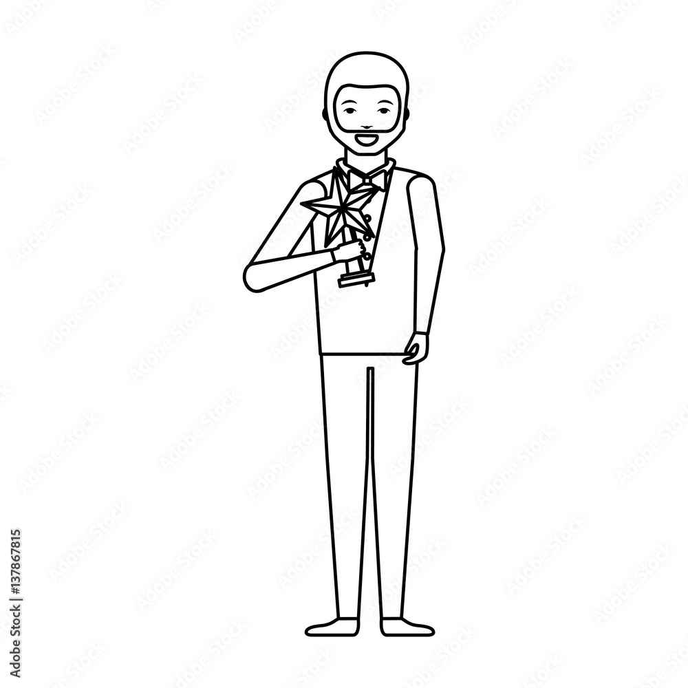 elegant man with trophy winner vector illustration design elegant man with trophy winner vector illustration design