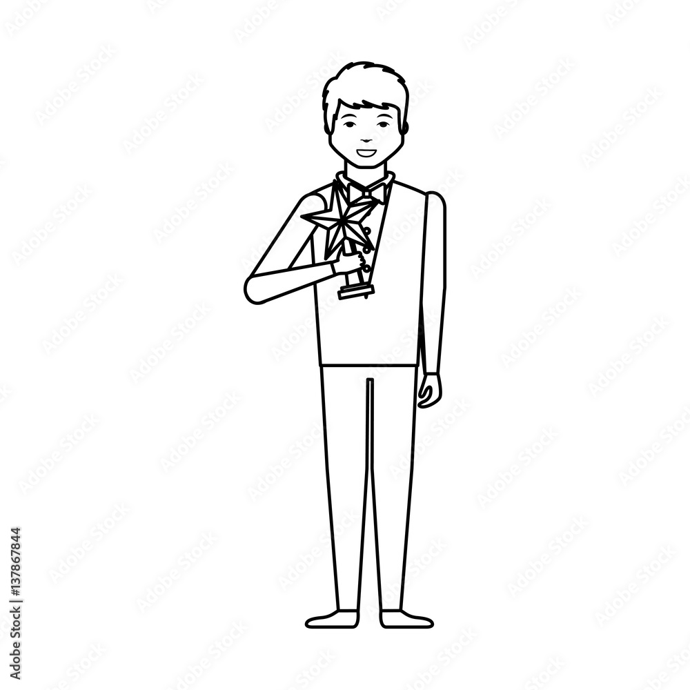 elegant man with trophy winner vector illustration design elegant man with trophy winner vector illustration design