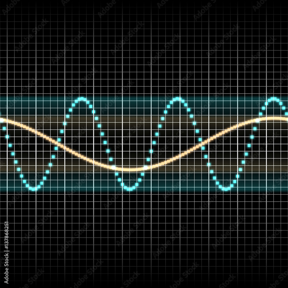 Wave of signal from oscilloscope creen Wave of signal from oscilloscope creen