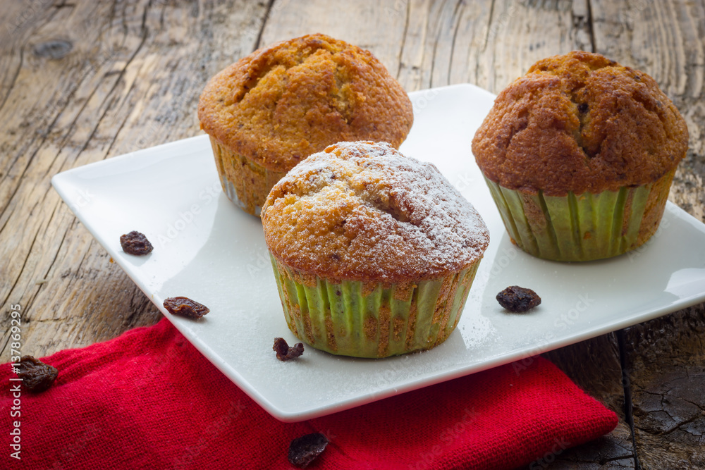 Muffins on a wooden table Muffins on a wooden table
