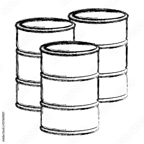 blurred silhouette set oil barrels vector illustration